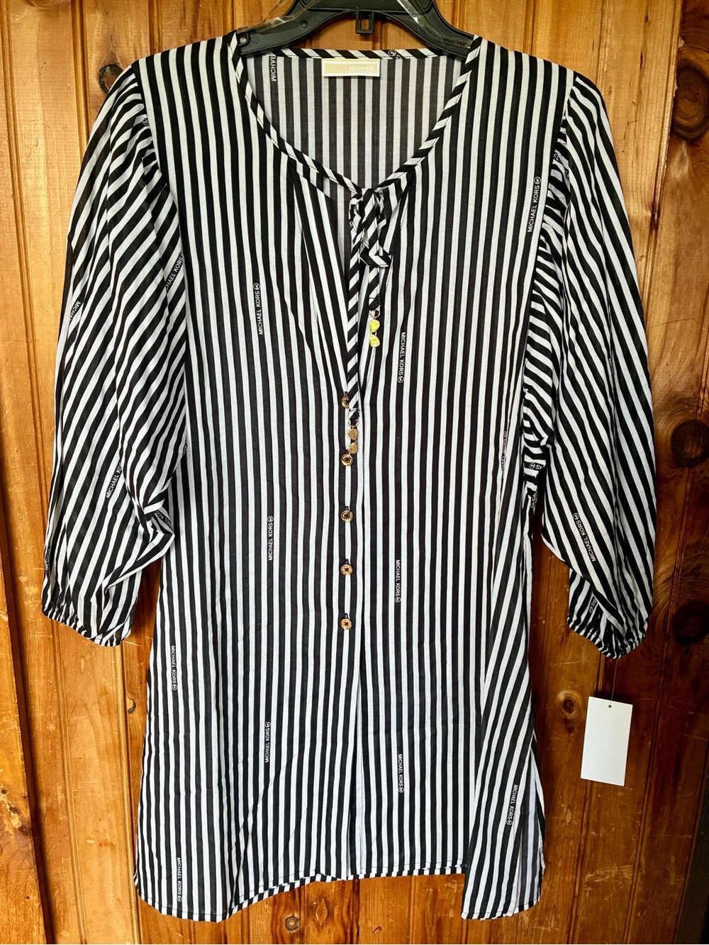 🕶️Michael Kors Striped Button Up CoverUp Sm NWT CuTe🕶️